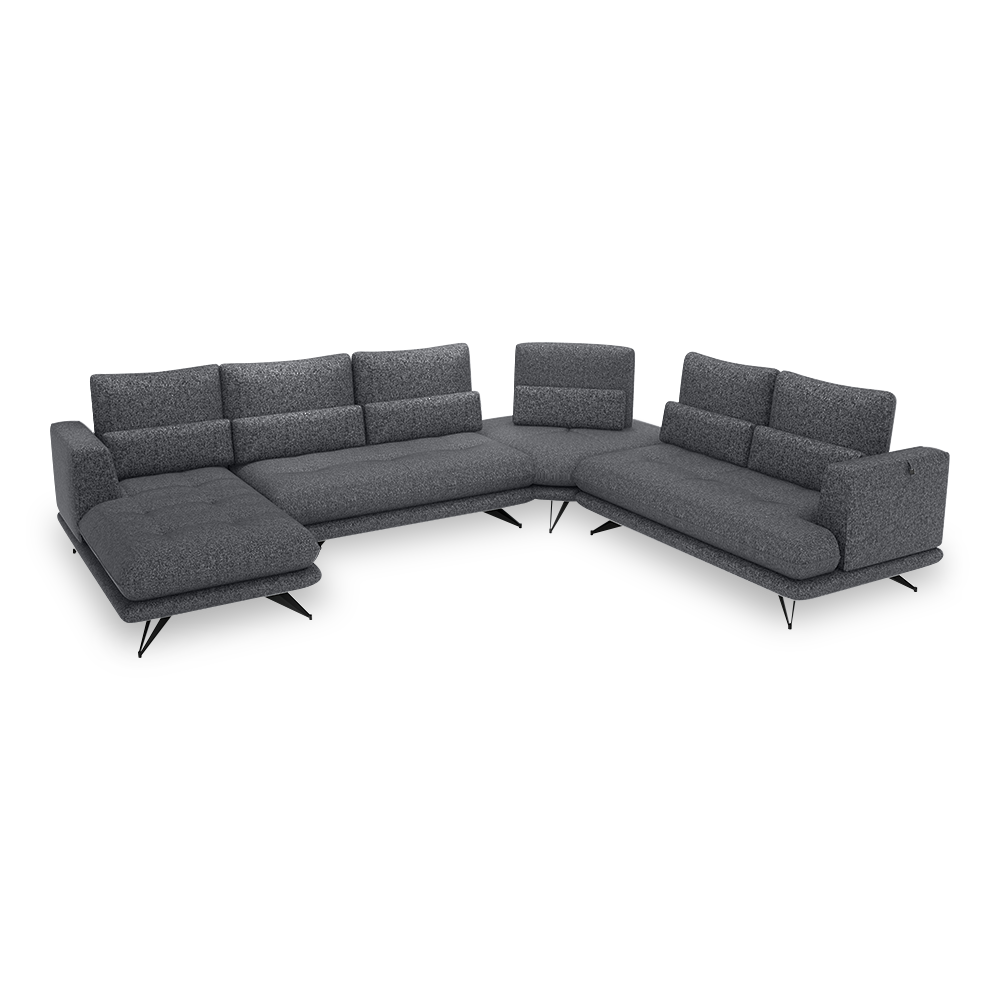 VILLA - Modular Push-Back Fabric / Leather Sofa (Corner)