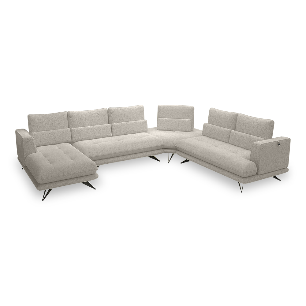 VILLA - Modular Push-Back Fabric / Leather Sofa (Corner)
