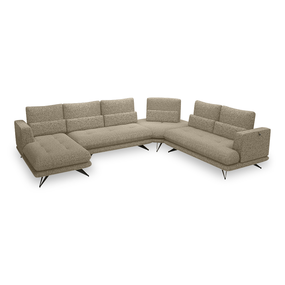 VILLA - Modular Push-Back Fabric / Leather Sofa (Corner)