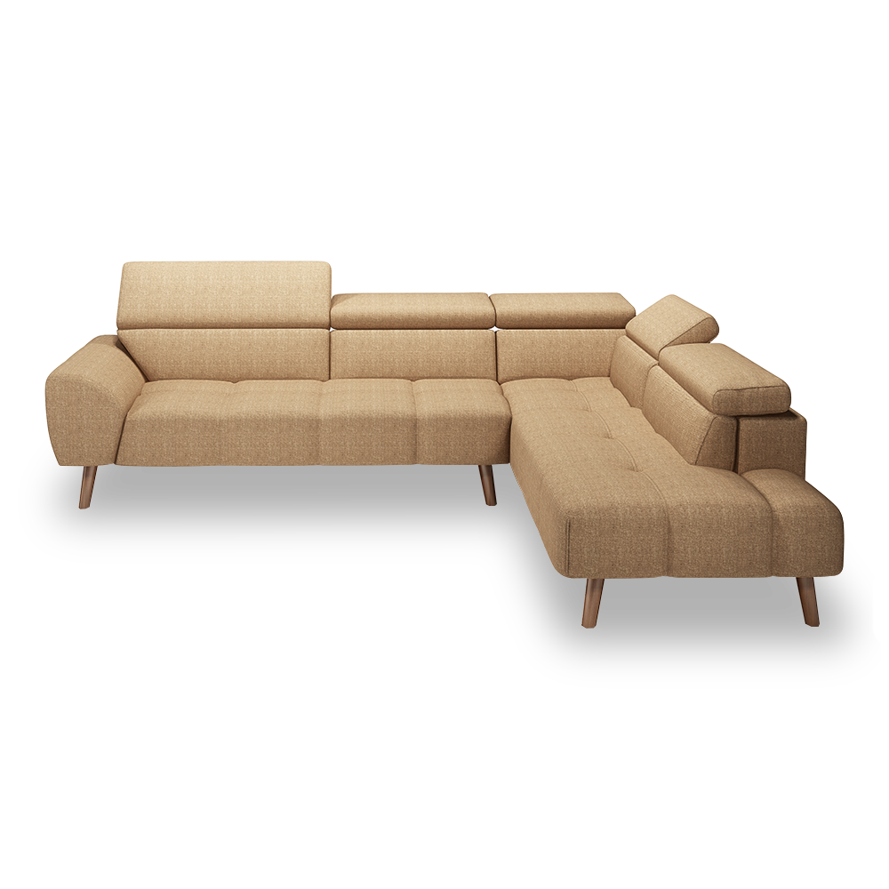 VANERY - Adjustable Headrest Fabric / Leather L-Shaped Corner Sofa (Left & Right)