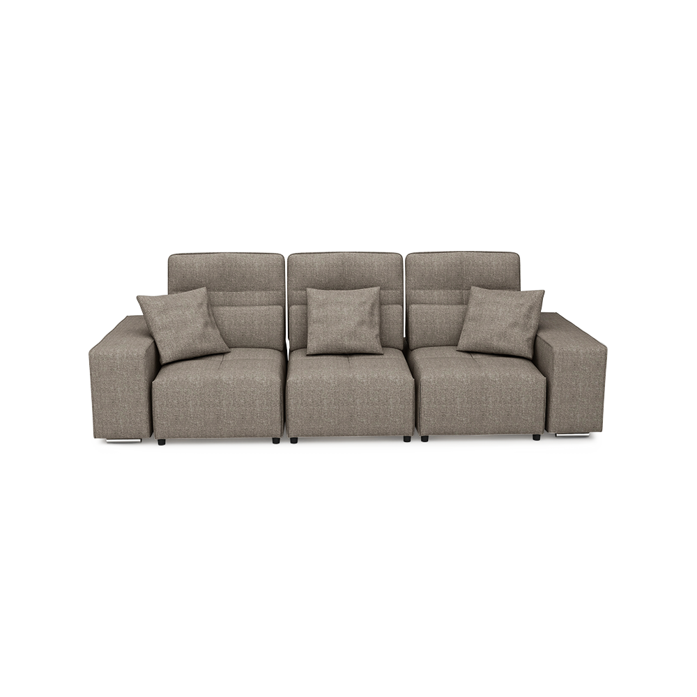 JERON – Modular Push Back Fabric Sofa with Storage Arm (3-seater)
