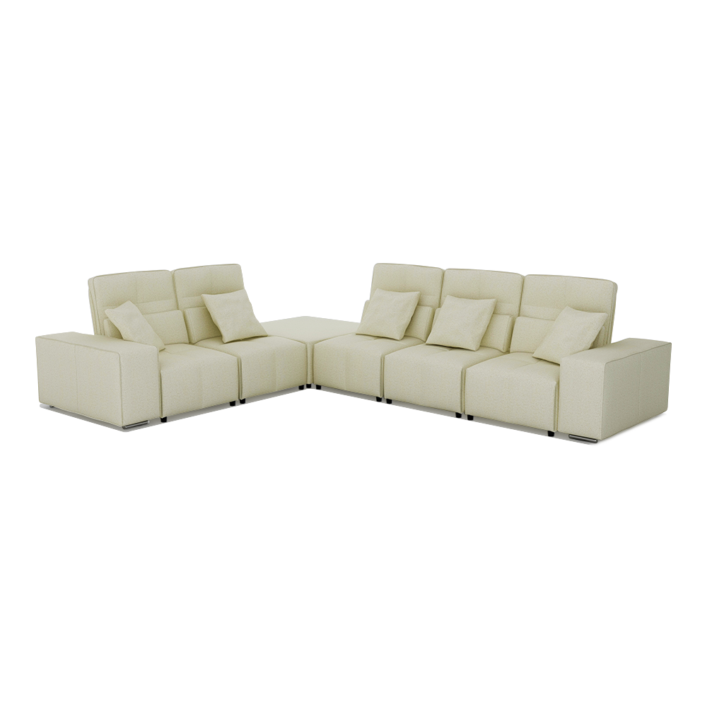 JERON – Modular Push Back Fabric Sofa with Storage Arm (Corner 5-seater)