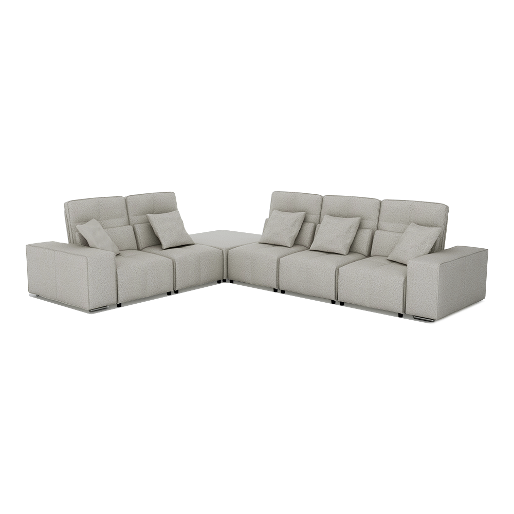 JERON – Modular Push Back Fabric Sofa with Storage Arm (Corner 5-seater)