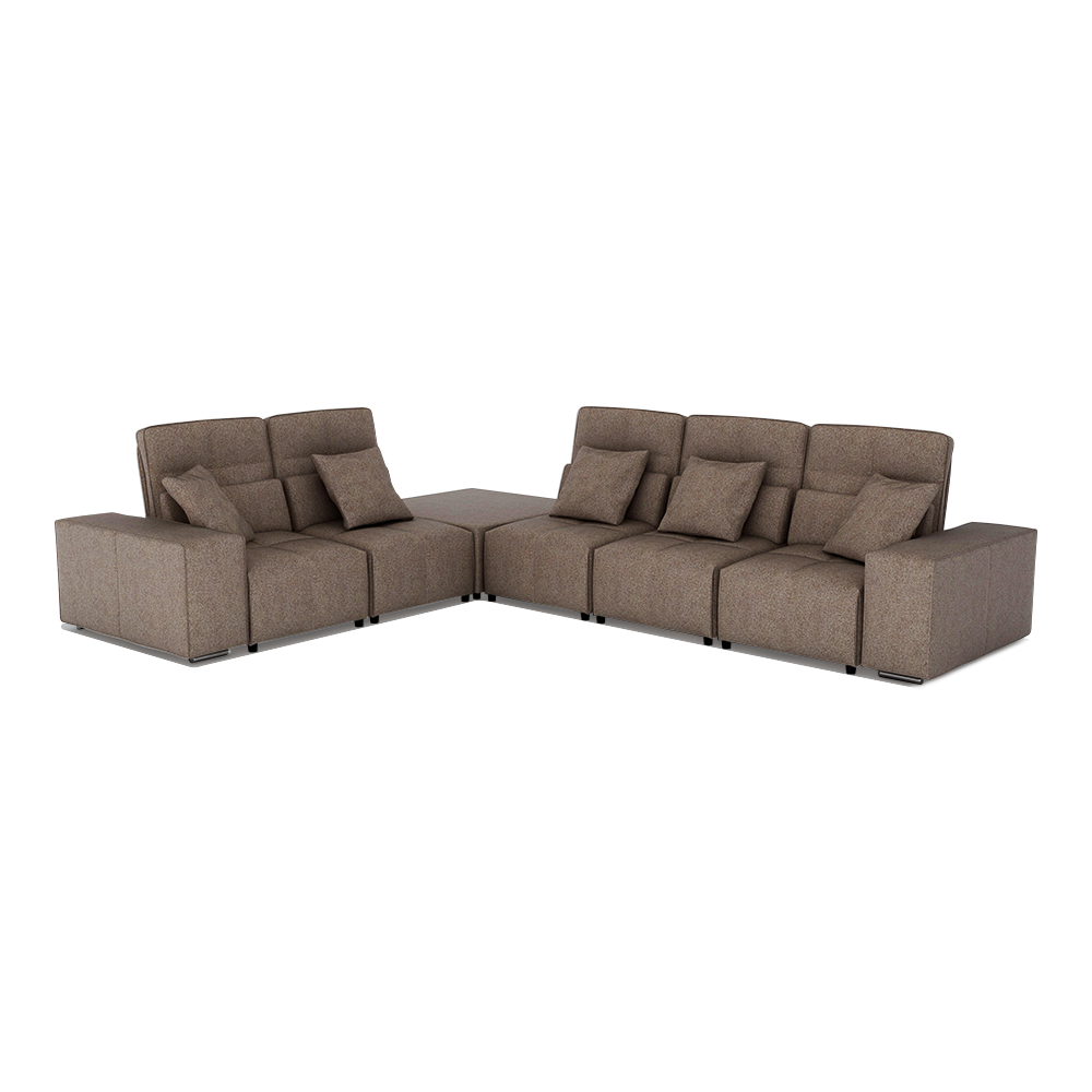 JERON – Modular Push Back Fabric Sofa with Storage Arm (Corner 5-seater)