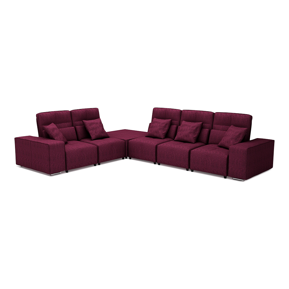JERON – Modular Push Back Fabric Sofa with Storage Arm (Corner 5-seater)
