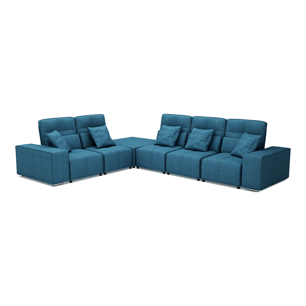 JERON – Modular Push Back Fabric Sofa with Storage Arm (Corner 5-seater)