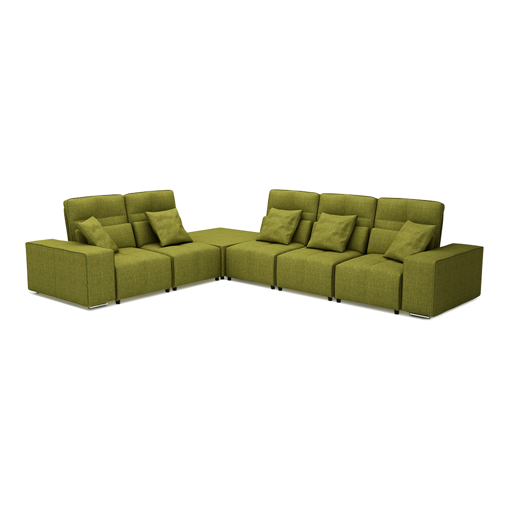 JERON – Modular Push Back Fabric Sofa with Storage Arm (Corner 5-seater)