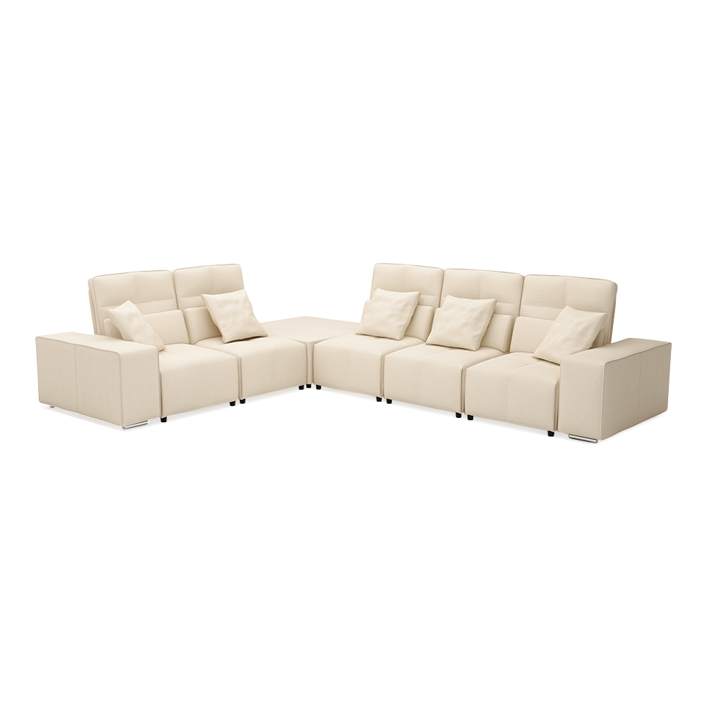 JERON – Modular Push Back Fabric Sofa with Storage Arm (Corner 5-seater)