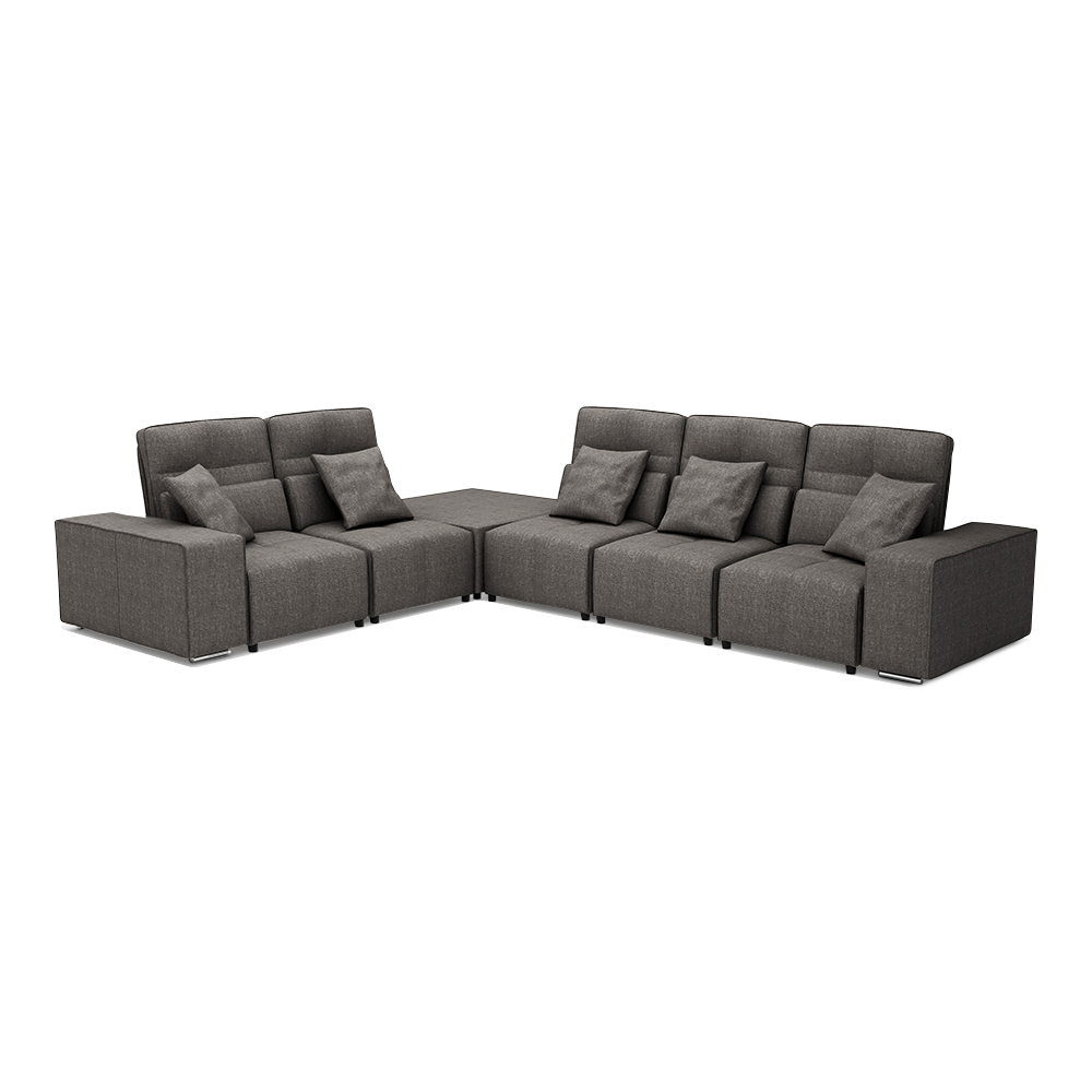 JERON – Modular Push Back Fabric Sofa with Storage Arm (Corner 5-seater)