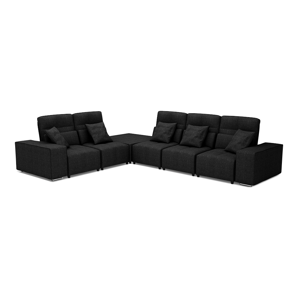 JERON – Modular Push Back Fabric Sofa with Storage Arm (Corner 5-seater)