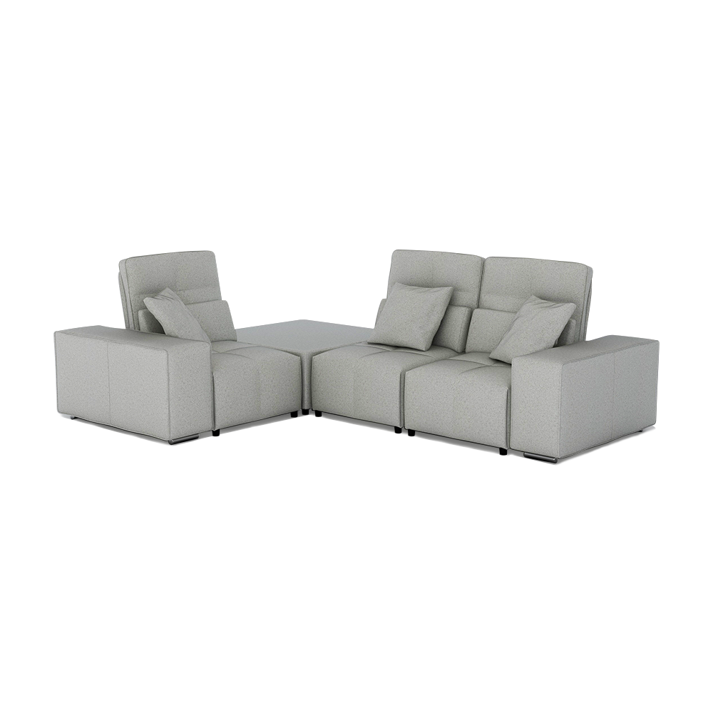 JERON – Modular Push Back Fabric Sofa with Storage Arm (Corner 3-seater)