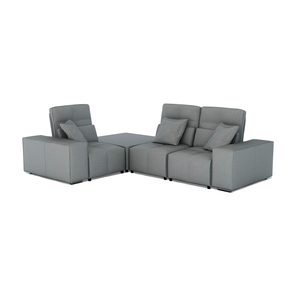 JERON – Modular Push Back Fabric Sofa with Storage Arm (Corner 3-seater)