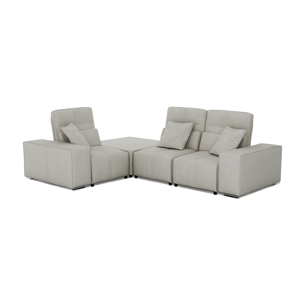 JERON – Modular Push Back Fabric Sofa with Storage Arm (Corner 3-seater)