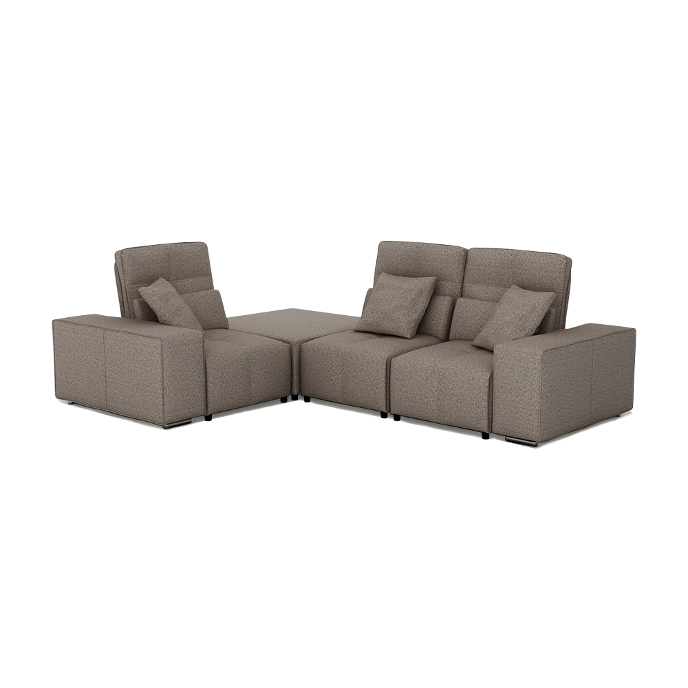 JERON – Modular Push Back Fabric Sofa with Storage Arm (Corner 3-seater)