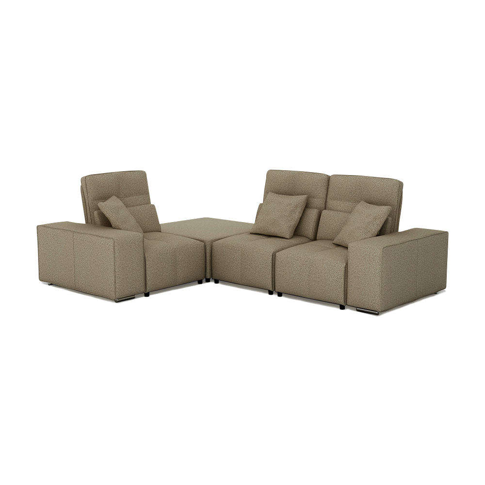 JERON – Modular Push Back Fabric Sofa with Storage Arm (Corner 3-seater)