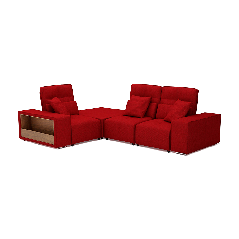 JERON – Modular Push Back Fabric Sofa with Storage Arm (Corner 3-seater)