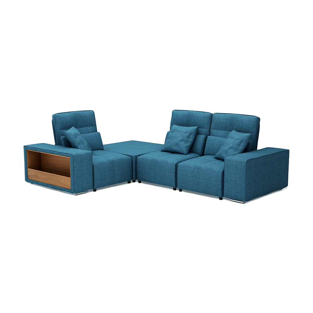 JERON – Modular Push Back Fabric Sofa with Storage Arm (Corner 3-seater)