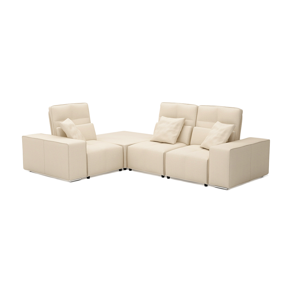 JERON – Modular Push Back Fabric Sofa with Storage Arm (Corner 3-seater)