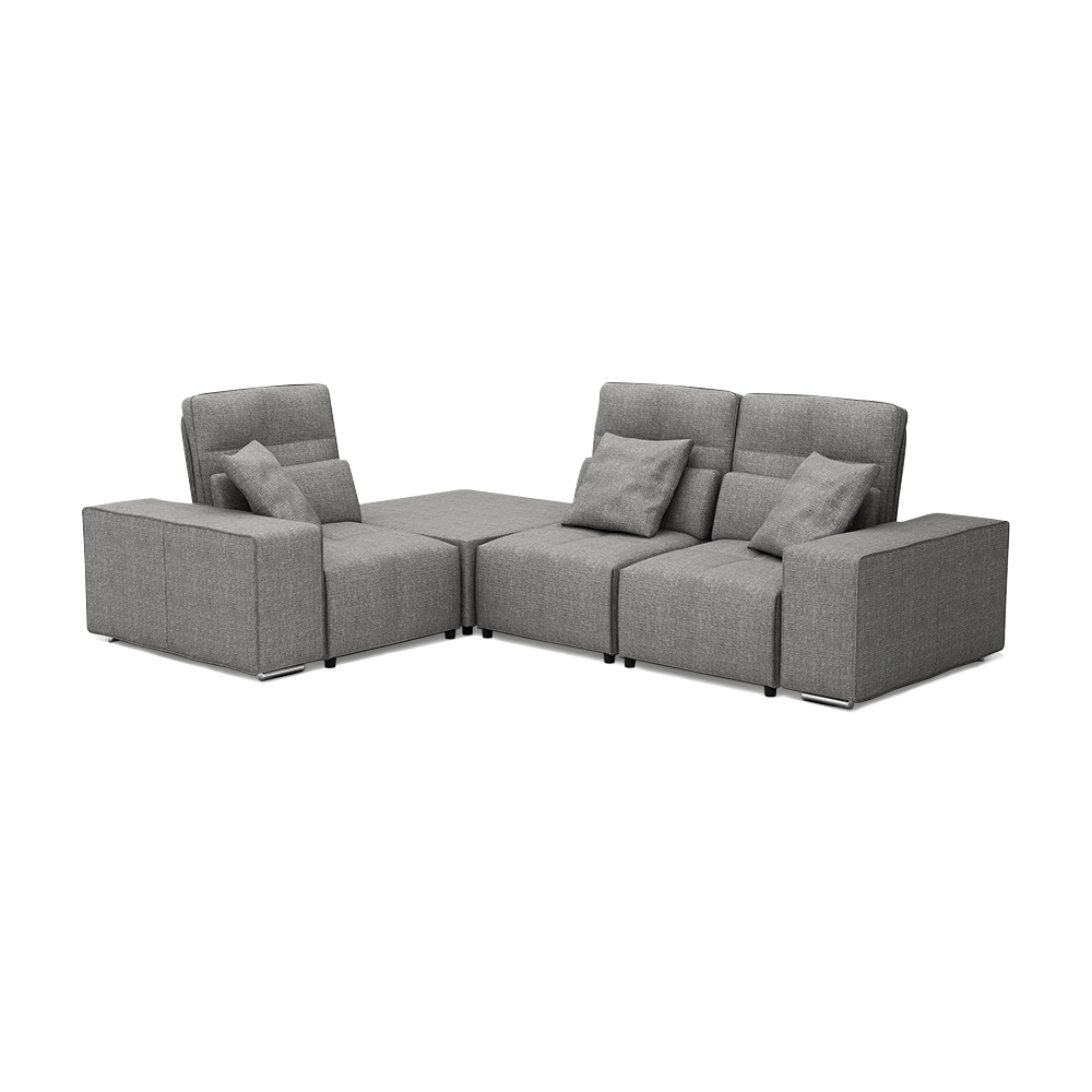 JERON – Modular Push Back Fabric Sofa with Storage Arm (Corner 3-seater)