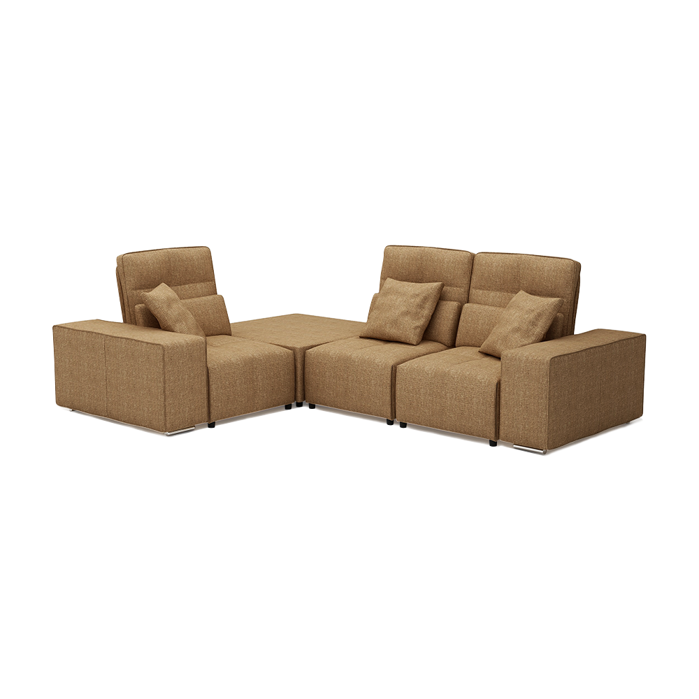 JERON – Modular Push Back Fabric Sofa with Storage Arm (Corner 3-seater)