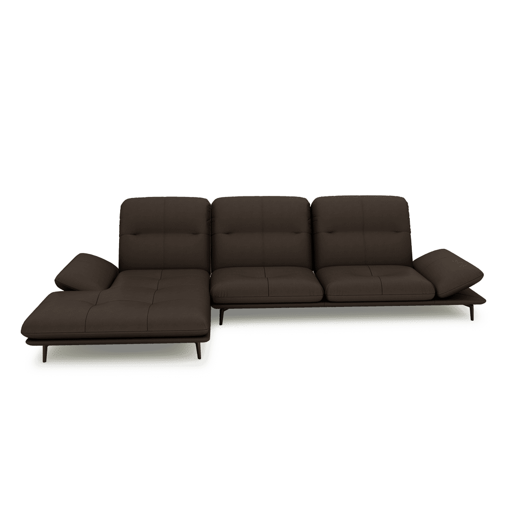 VERZE – Fabric / Leather L-Shaped Sofa with Adjustable Backrest & Armrest