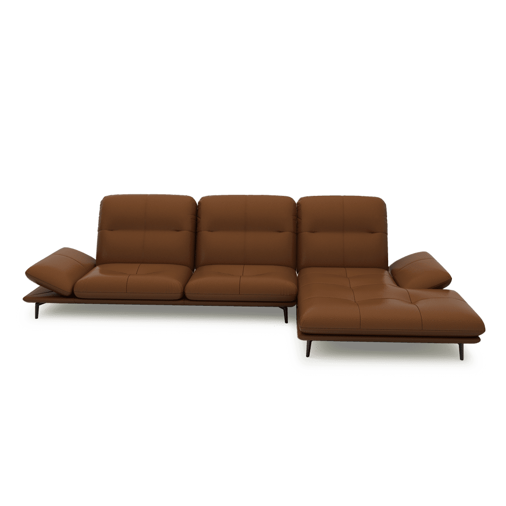 VERZE – Fabric / Leather L-Shaped Sofa with Adjustable Backrest & Armrest