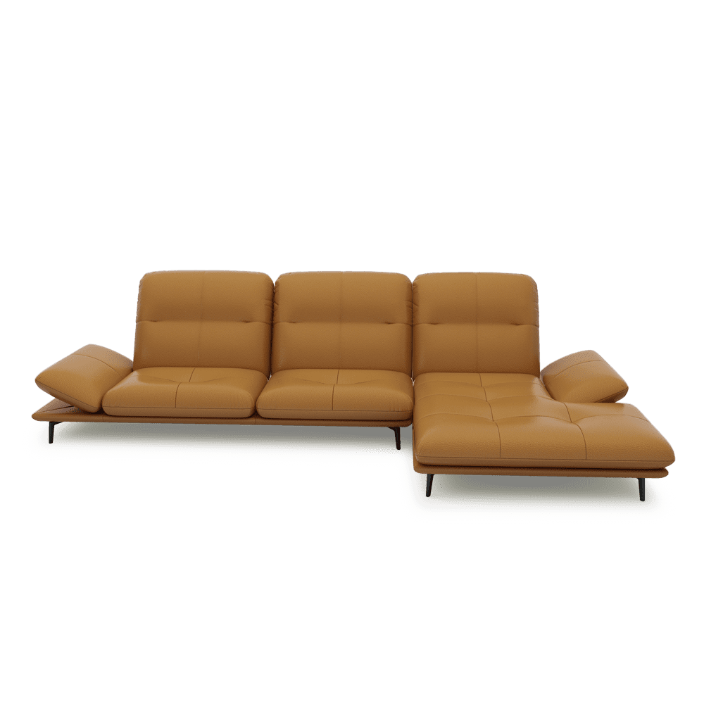 VERZE – Fabric / Leather L-Shaped Sofa with Adjustable Backrest & Armrest