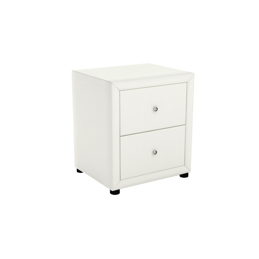 CALVINIA - 2-drawer Fabric/PU Bedside Table