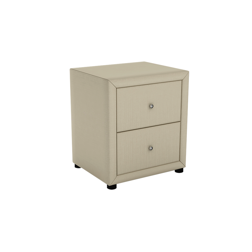 CALVINIA - 2-drawer Fabric/PU Bedside Table