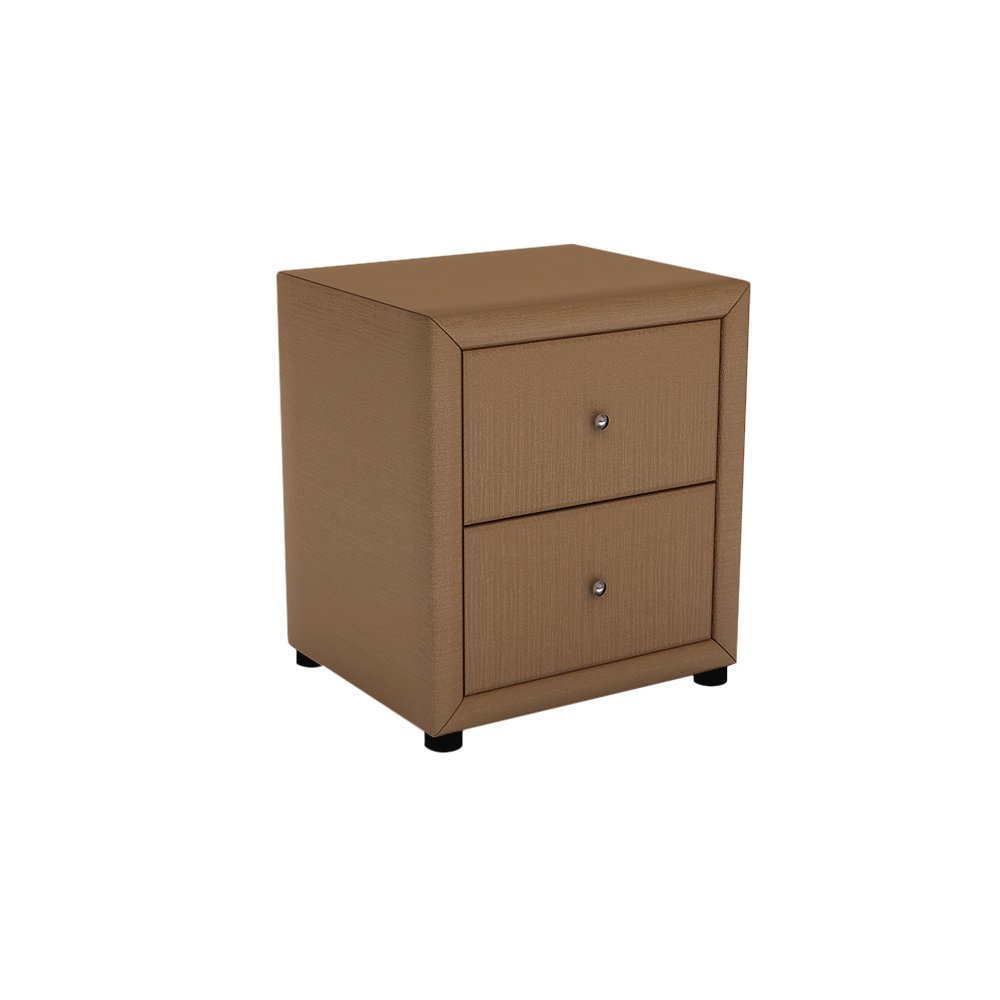 CALVINIA - 2-drawer Fabric/PU Bedside Table