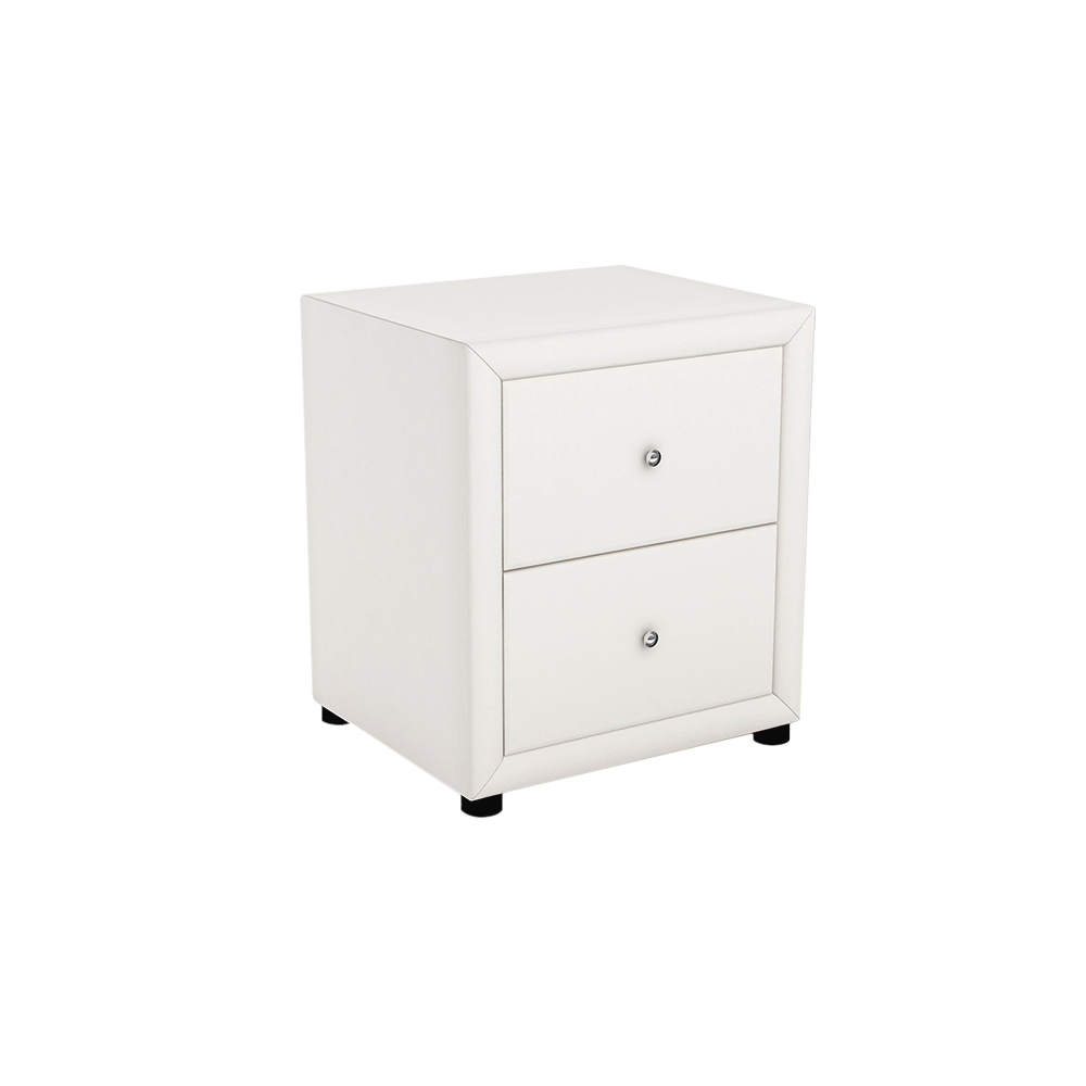 CALVINIA - 2-drawer Fabric/PU Bedside Table
