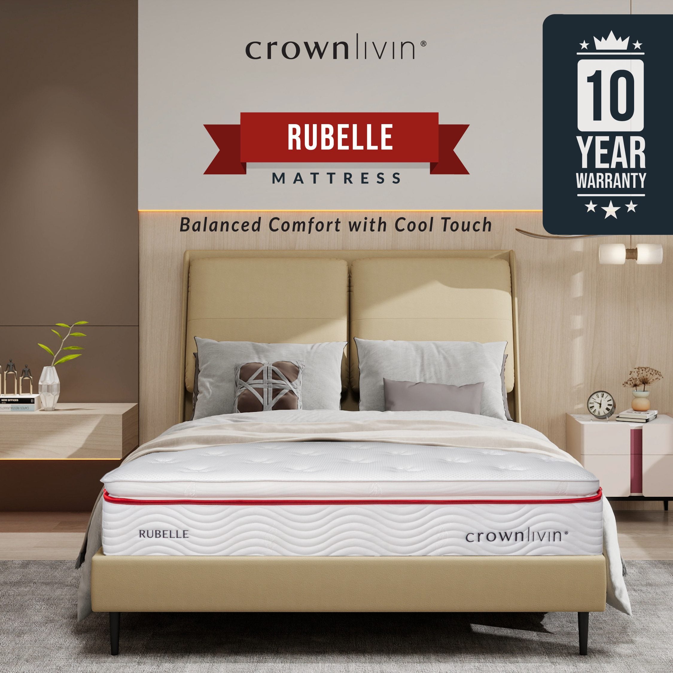 RUBELLE – Balanced Comfort with Cool Touch Mattress (Single / Super Single / Queen / King)