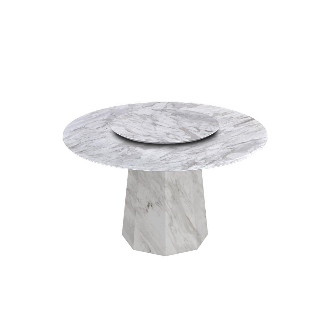 4.3ft Round Volakas Natural Marble Dining Table