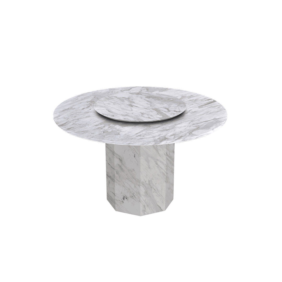 4.3ft Round Volakas Natural Marble Dining Table