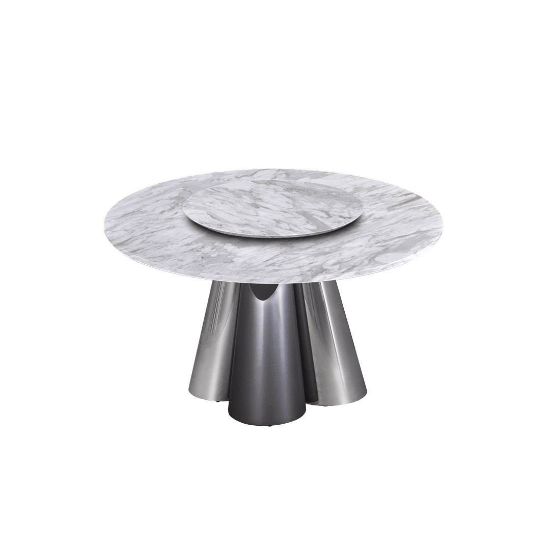 4.3ft Round Volakas Natural Marble Dining Table