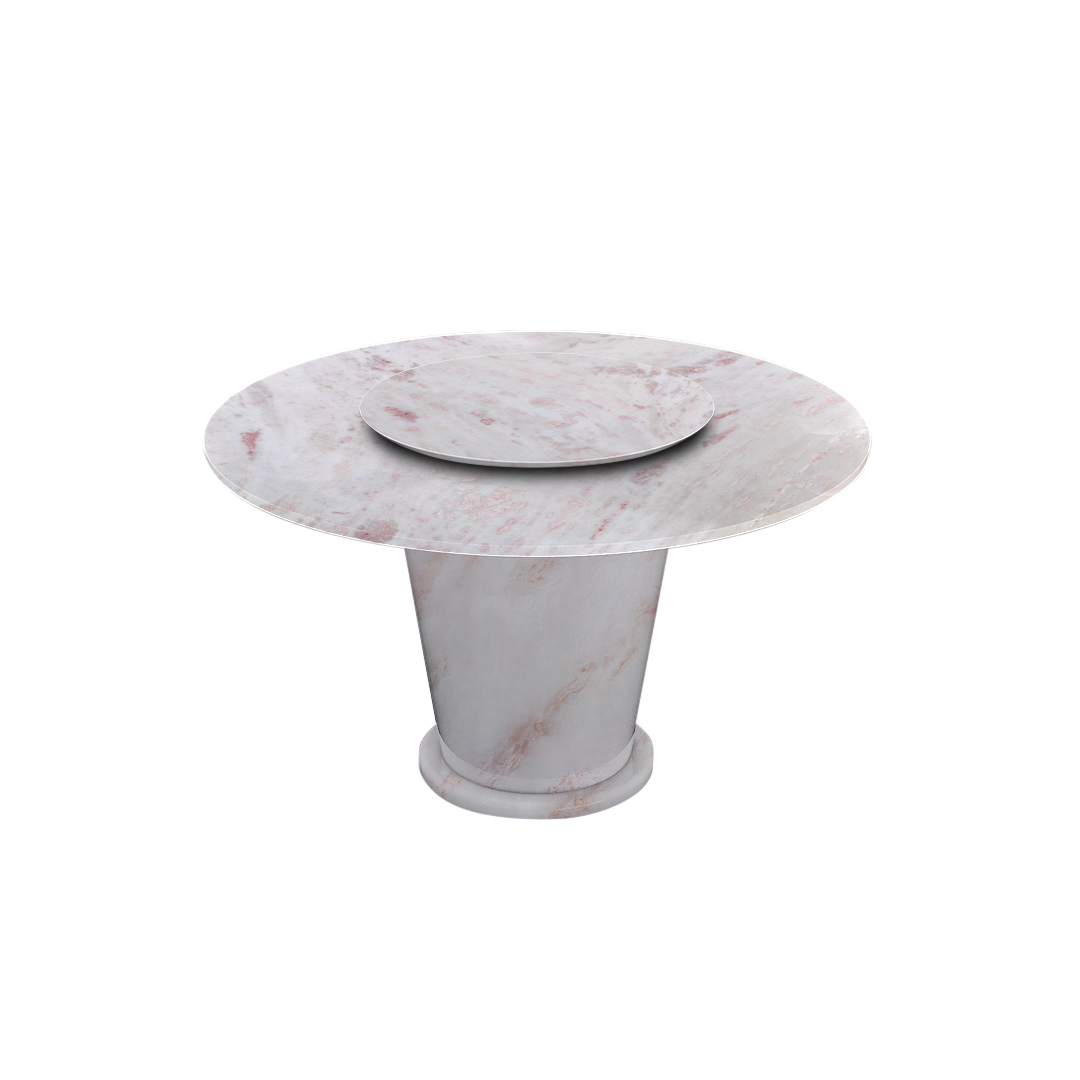 4.3ft Round Namibian Rose Natural Marble Dining Table