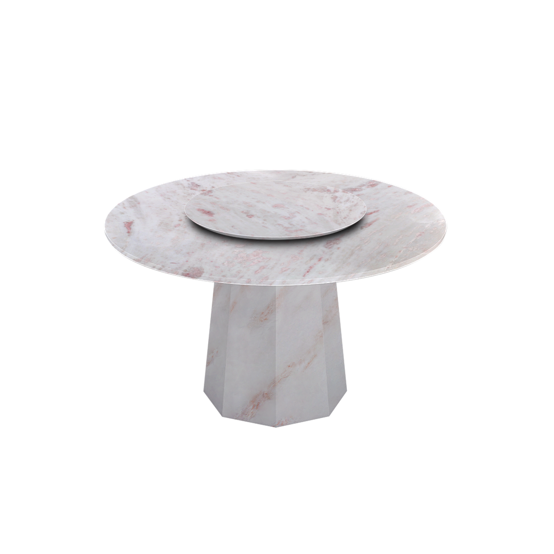4.3ft Round Namibian Rose Natural Marble Dining Table