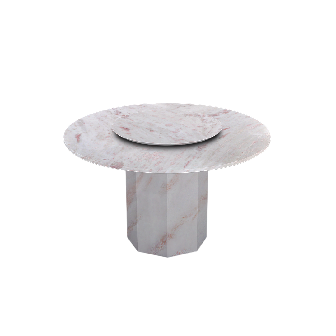 4.3ft Round Namibian Rose Natural Marble Dining Table