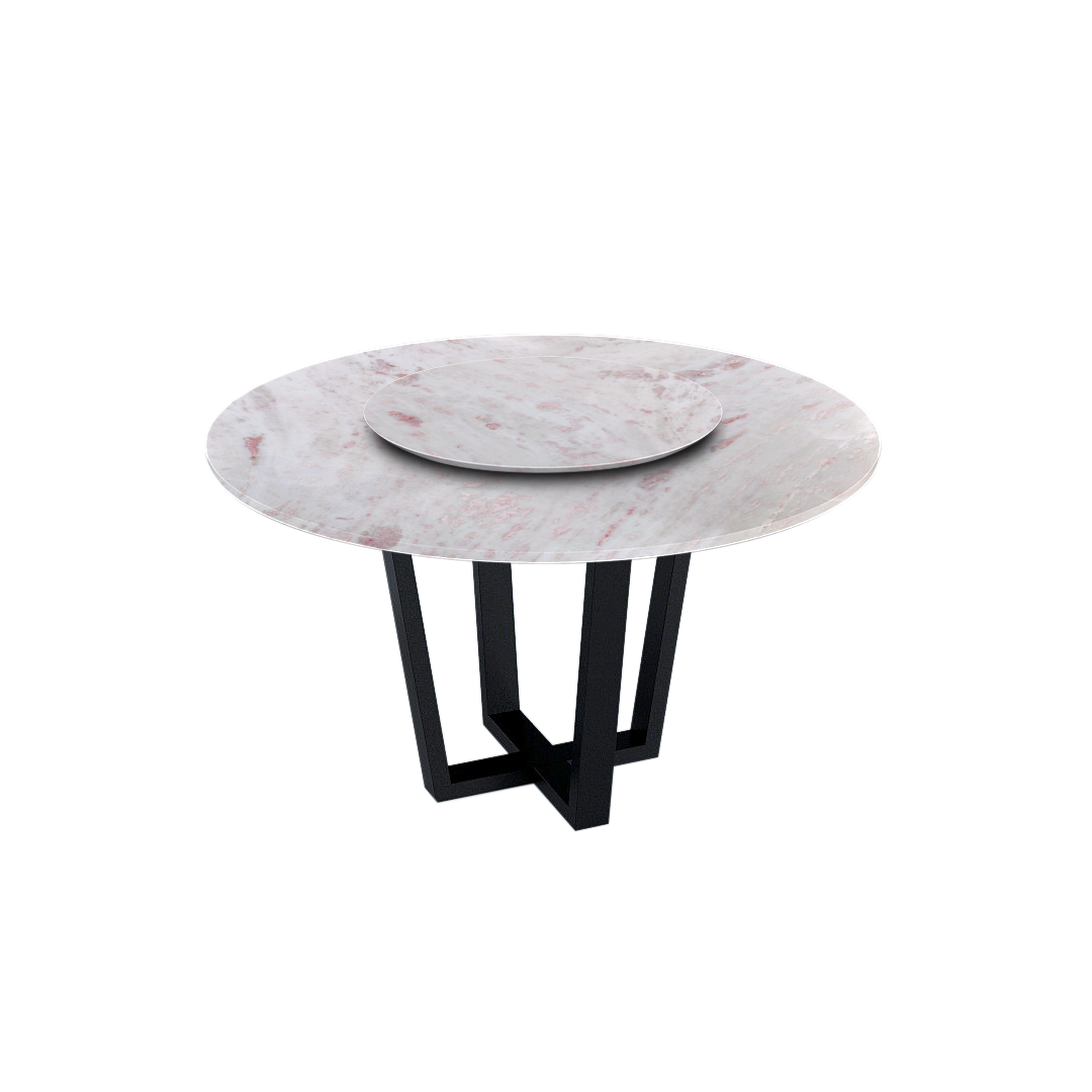 4.3ft Round Namibian Rose Natural Marble Dining Table