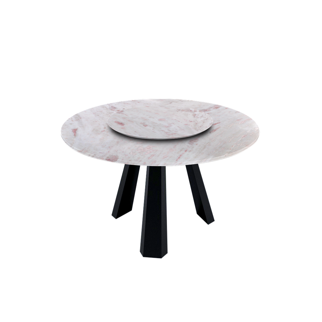 4.3ft Round Namibian Rose Natural Marble Dining Table
