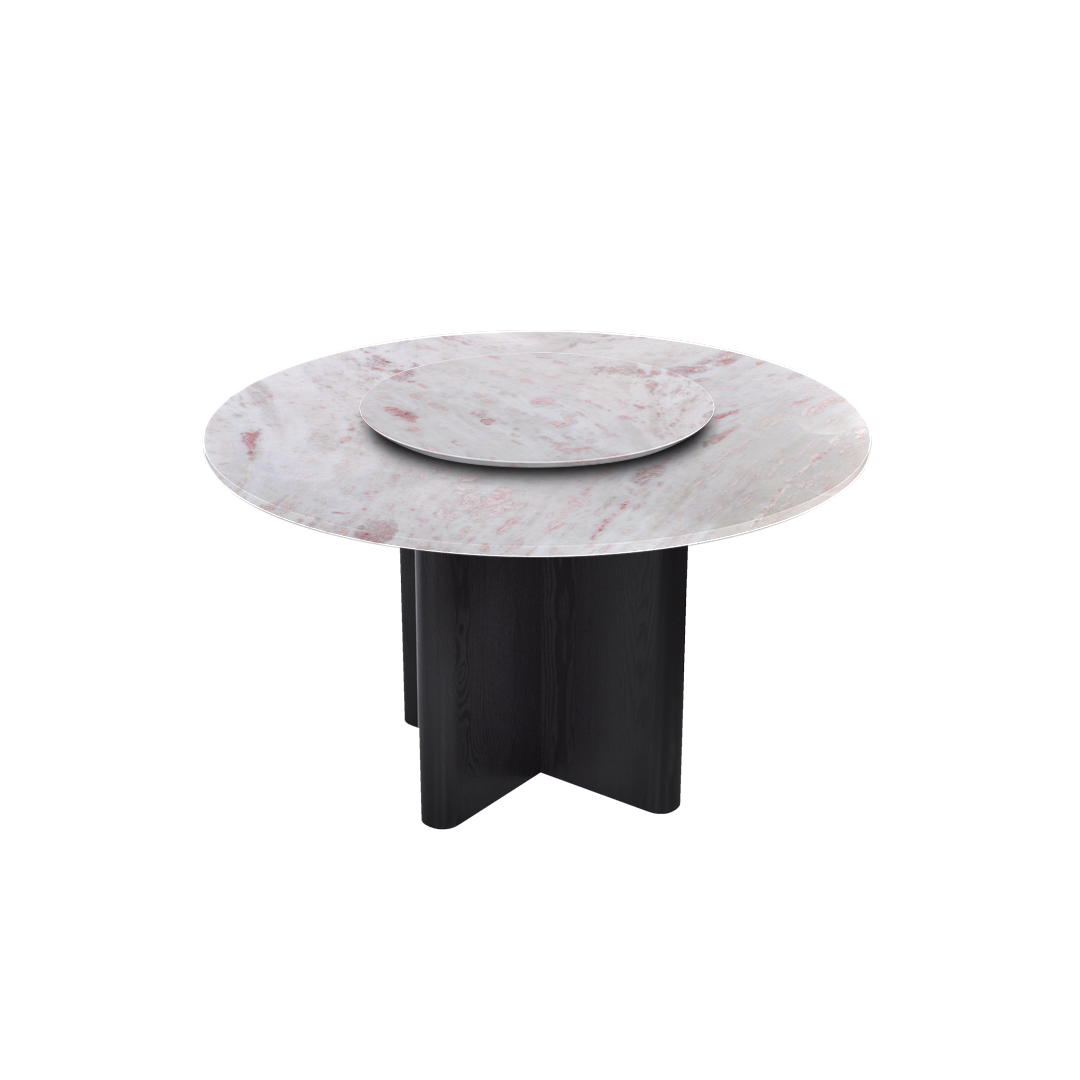 4.3ft Round Namibian Rose Natural Marble Dining Table