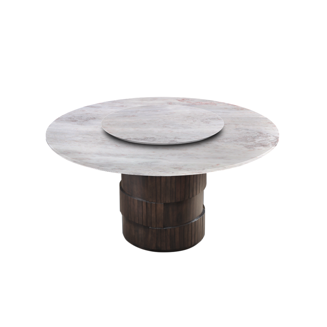 5ft Round Namibian Rose Natural Marble Dining Table