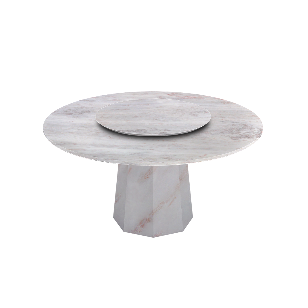 5ft Round Namibian Rose Natural Marble Dining Table