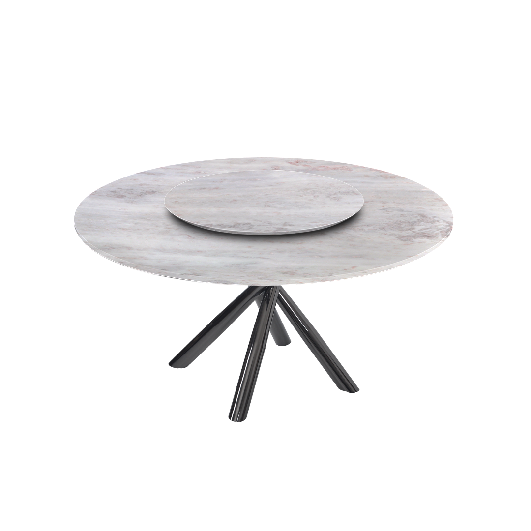 4.3ft Round Namibian Rose Natural Marble Dining Table