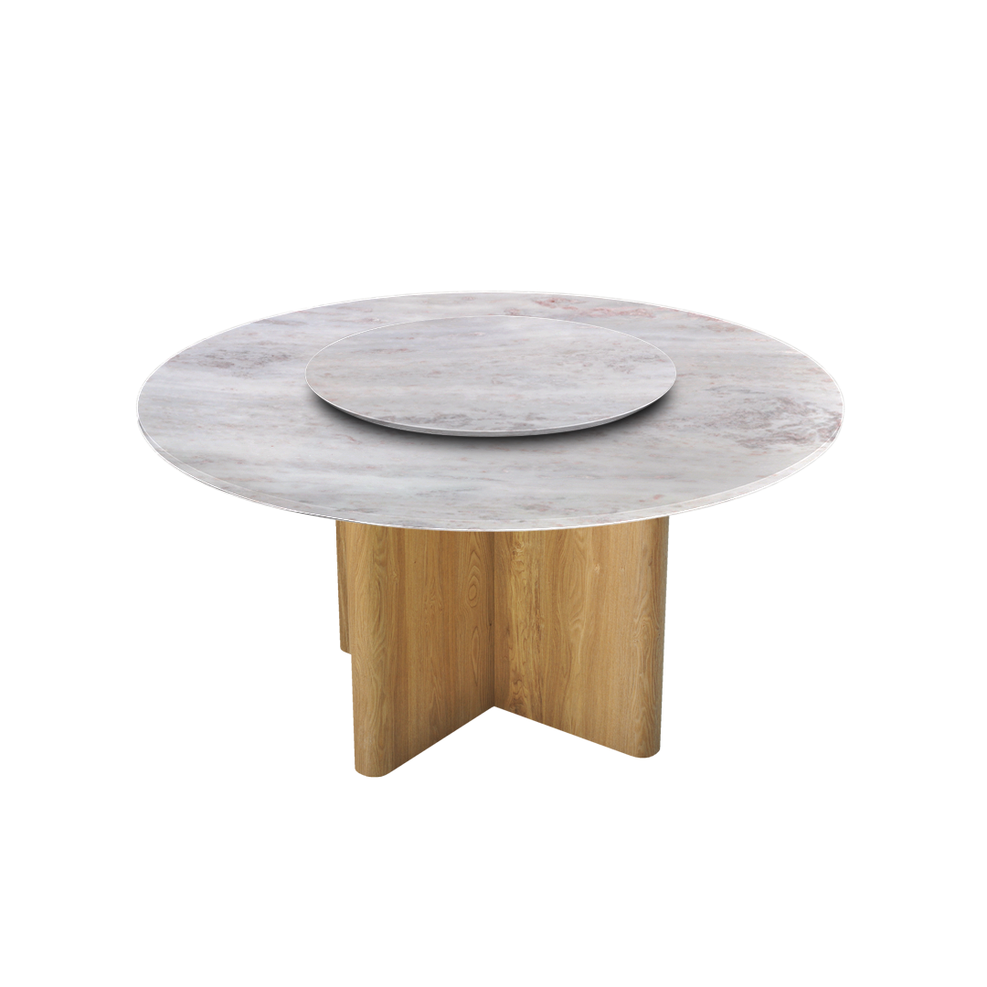 5ft Round Namibian Rose Natural Marble Dining Table