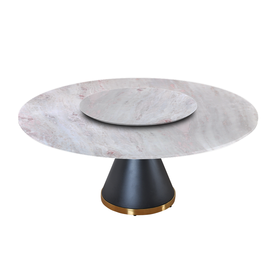 6ft Round Namibian Rose Natural Marble Dining Table