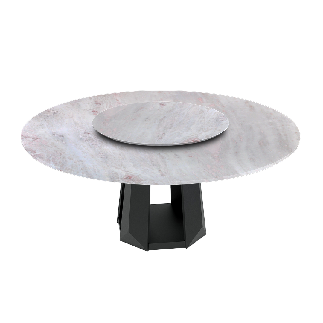6ft Round Namibian Rose Natural Marble Dining Table