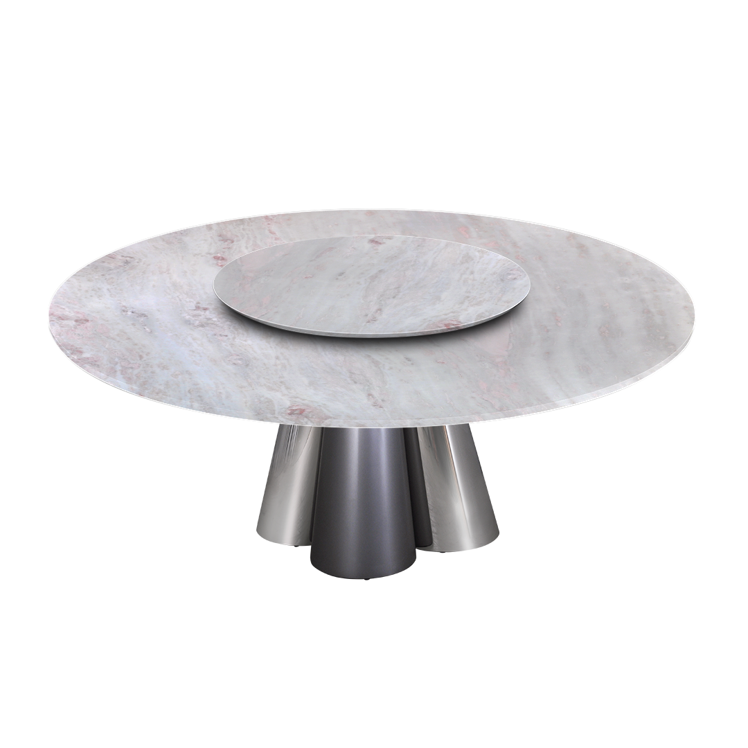 6ft Round Namibian Rose Natural Marble Dining Table