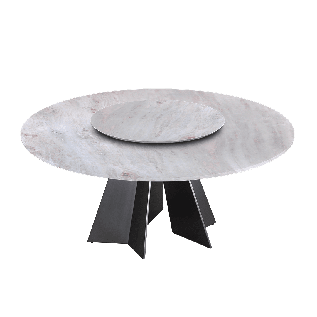 6ft Round Namibian Rose Natural Marble Dining Table