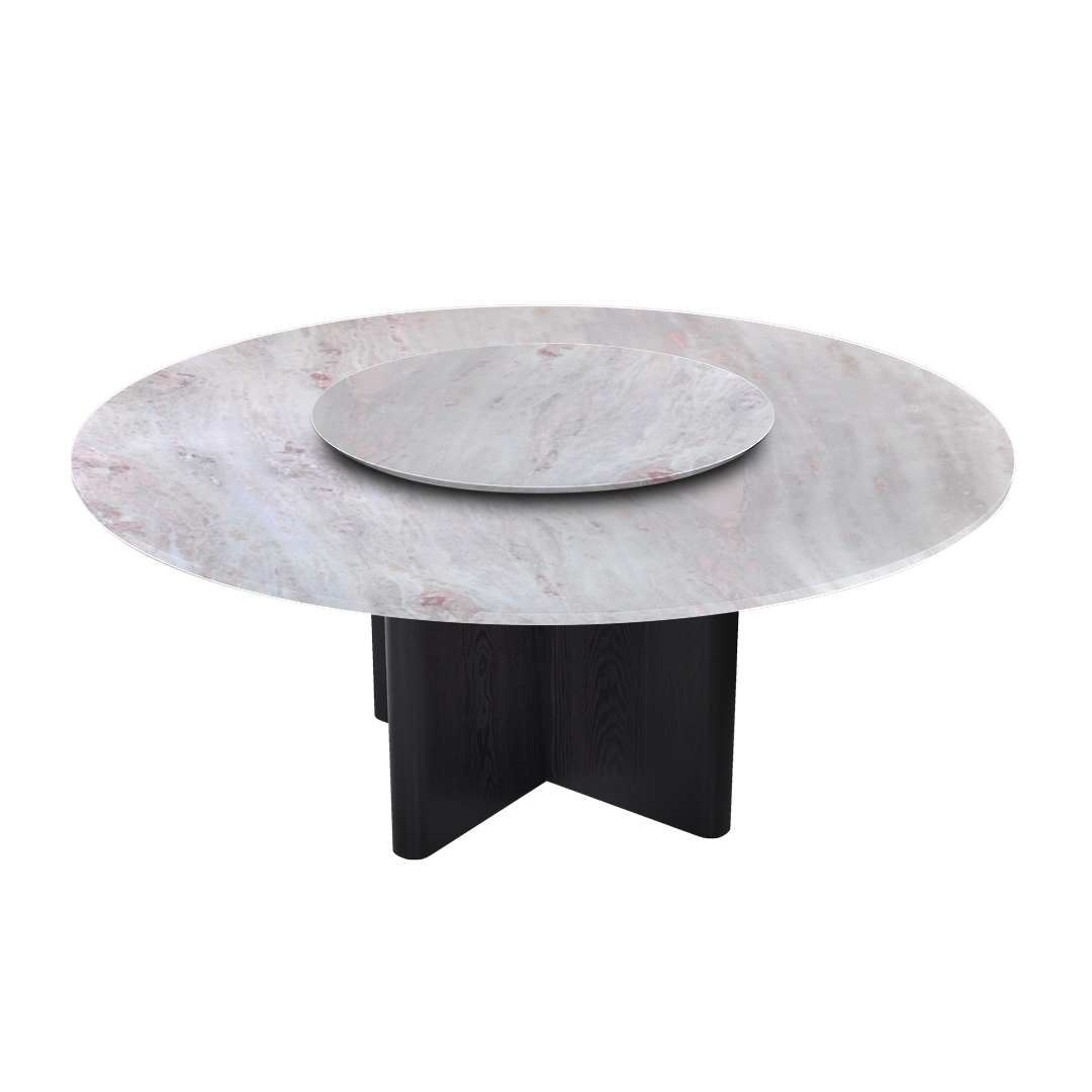 6ft Round Namibian Rose Natural Marble Dining Table